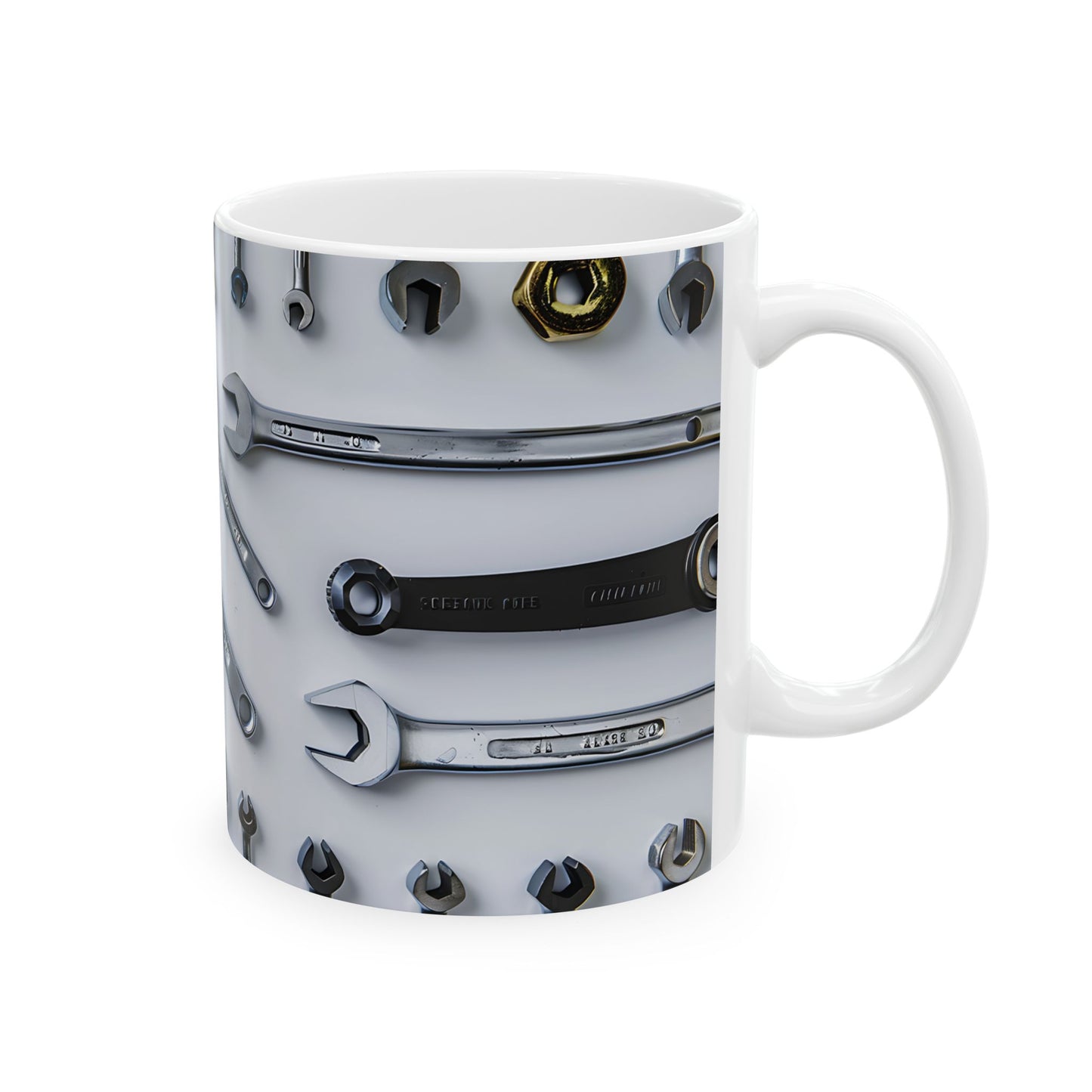 Handy Tools Ceramic Mug for Mechanics, Gifts for Dad, Unique Coffee Cup, Tool Lover's Mug, Automotive Theme Mug