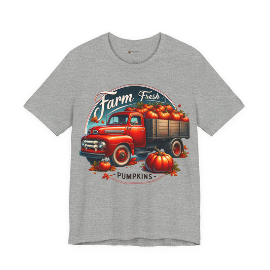 Farm Fresh Pumpkins Unisex Tee, Motivational Shirt, Gift for Coffee Lovers, Relaxed Fit Tee, Happy Mood Apparel
