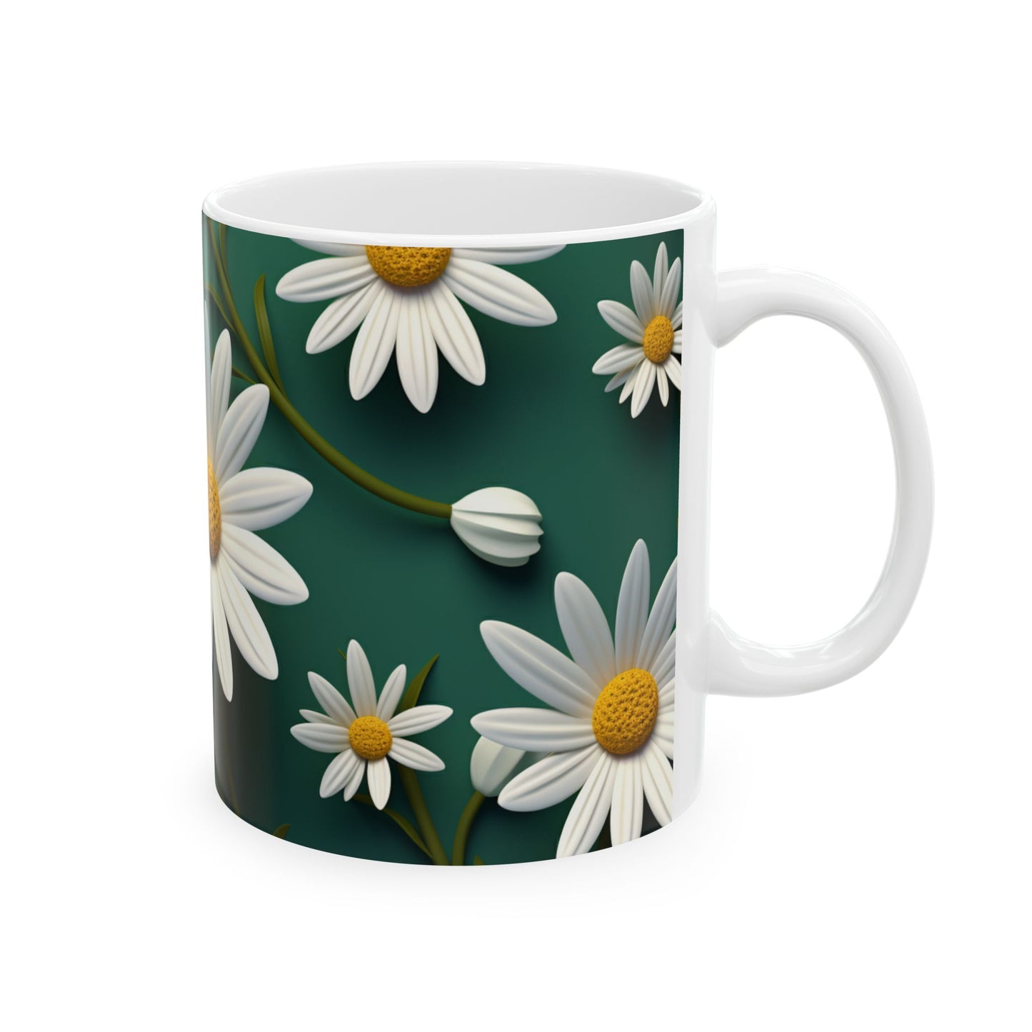 Floral Ceramic Mug with Daisies, 11oz & 15oz, Perfect Gift for Garden Lovers, Home Decor, Mother's Day, Spring Vibes, Coffee or Tea Mug