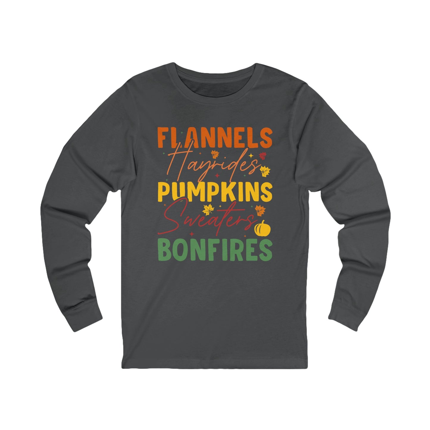 Cozy Autumn Long Sleeve Tee, Flannels, Pumpkins, Bonfires Shirt, Perfect for Fall Celebrations and Gatherings