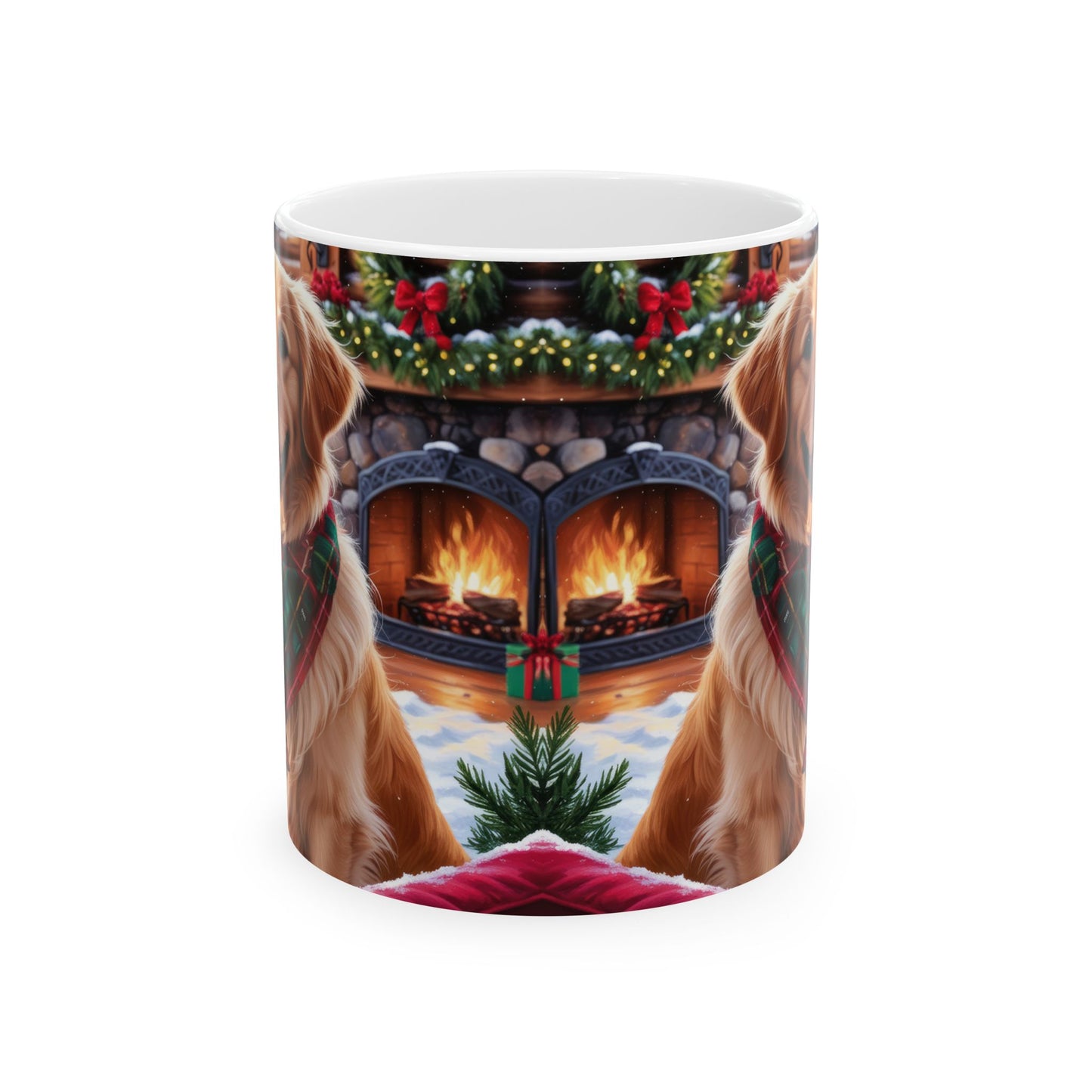Christmas Dog Ceramic Mug - Festive Winter Design (11oz & 15oz)