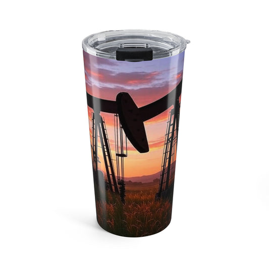 Sunset Oilfield Tumbler | 20oz Travel Mug | Rustic Coffee Cup | Perfect for Oilfield Workers | Nature Lover Gift | Outdoor Adventures