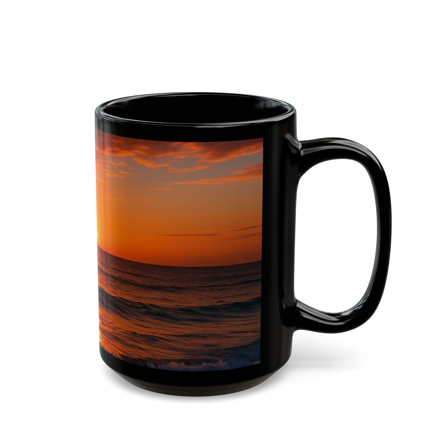 Sunset Serenity Black Mug - Cozy Coffee Cup for Beach Lovers, Gift for Nature Enthusiasts, Perfect for Relaxing Moments