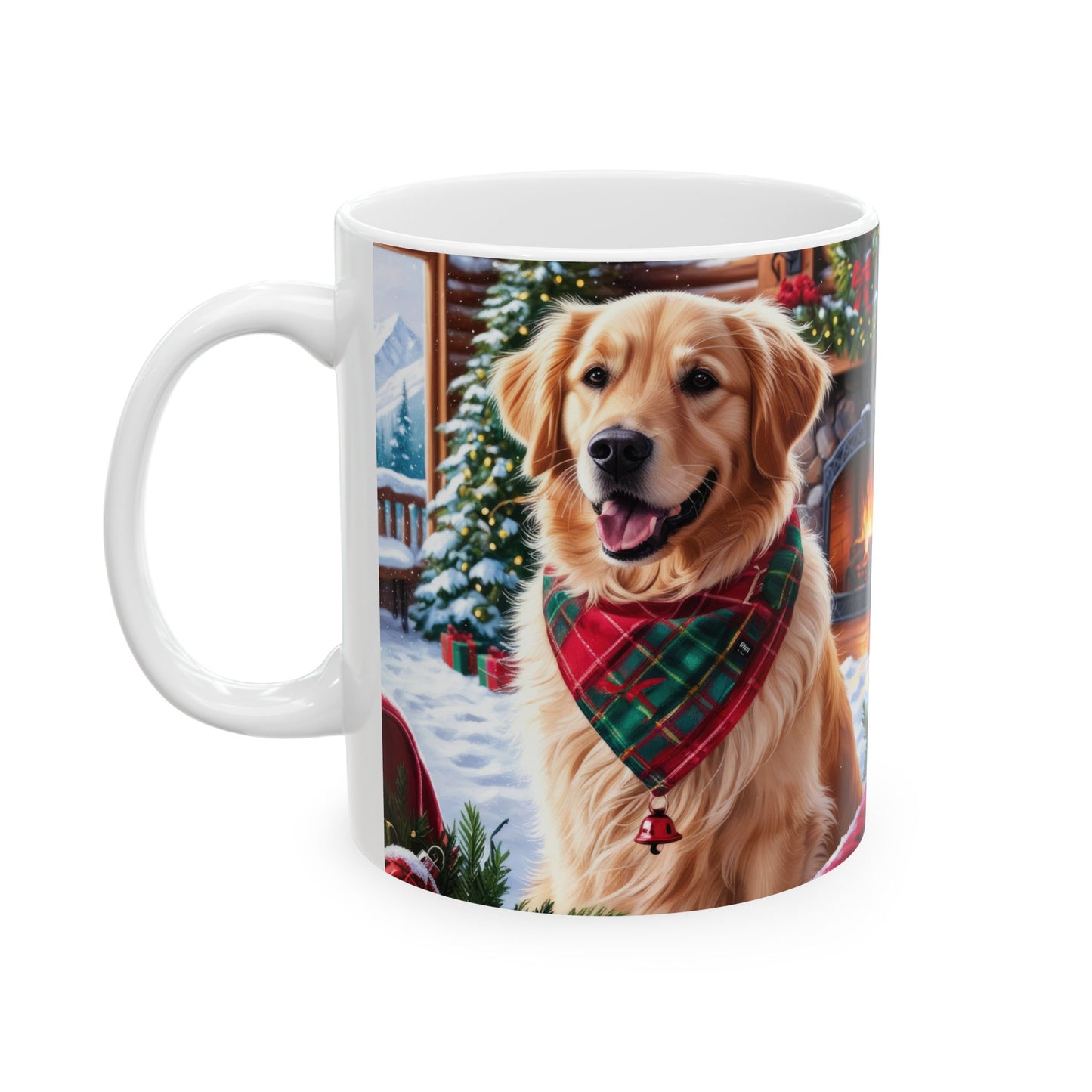 Christmas Dog Ceramic Mug - Festive Winter Design (11oz & 15oz)