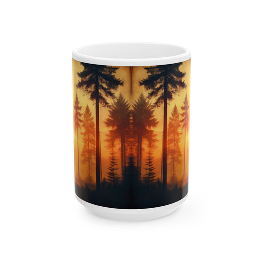 Sunset Forest Ceramic Mug - Cozy Coffee Cup, Nature Lover Gift, Camping Mug, Rustic Home Decor, Gift for Coffee Enthusiasts