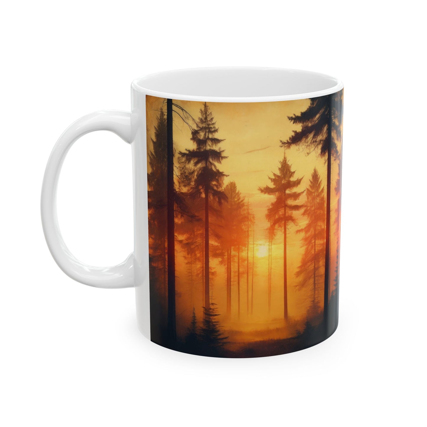 Sunset Forest Ceramic Mug - Cozy Coffee Cup, Nature Lover Gift, Camping Mug, Rustic Home Decor, Gift for Coffee Enthusiasts