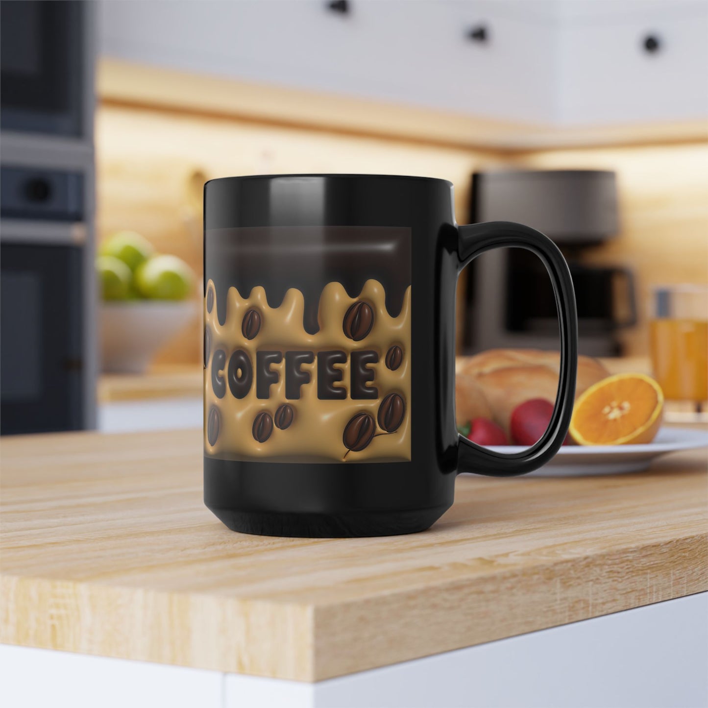 Coffee Lover's Black Mug, 11oz & 15oz Ceramic Cup for Hot Drinks, Ideal Gift for Coffee Enthusiasts & Birthdays, Cozy Coffee Shop Vibe