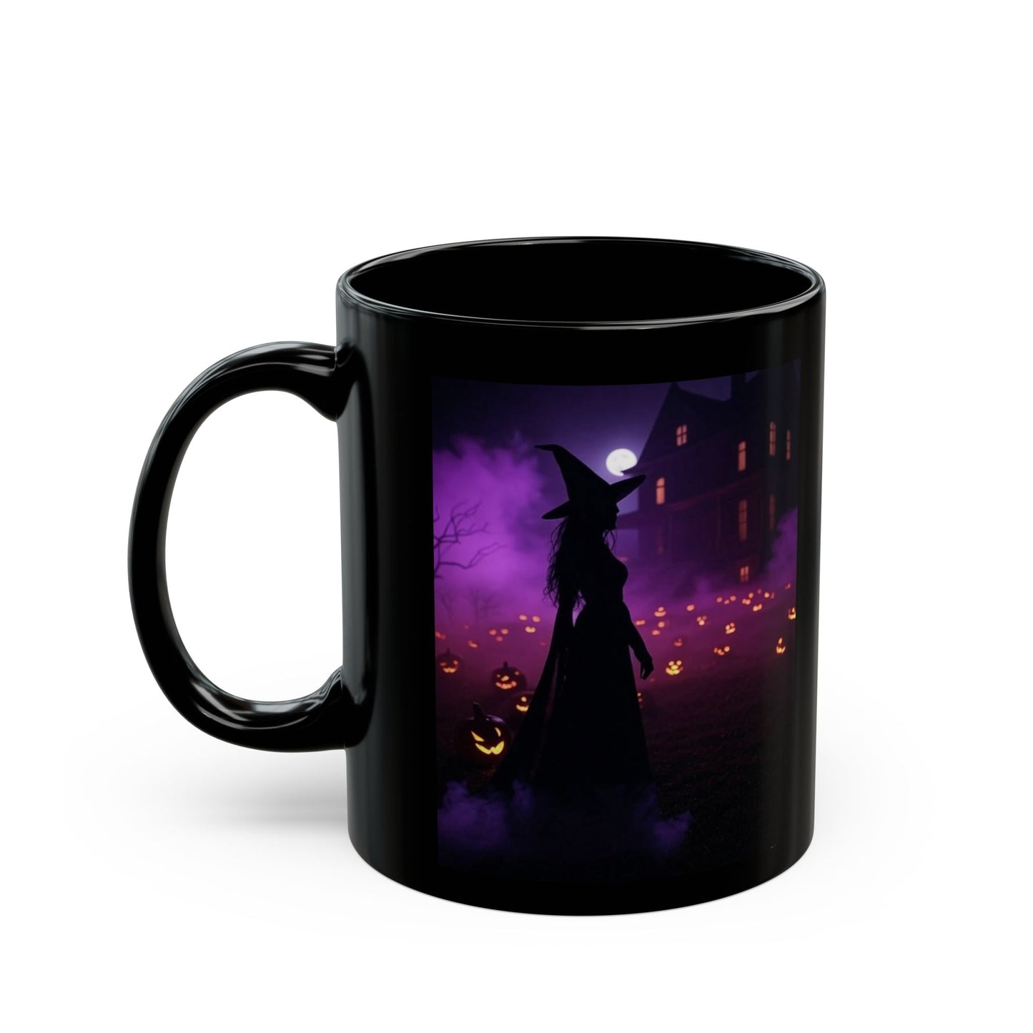 Halloween Witch Mug, Spooky Coffee Cup, Witching Hour Drinkware, Fall Festivities Gift, Black Ceramic Mug