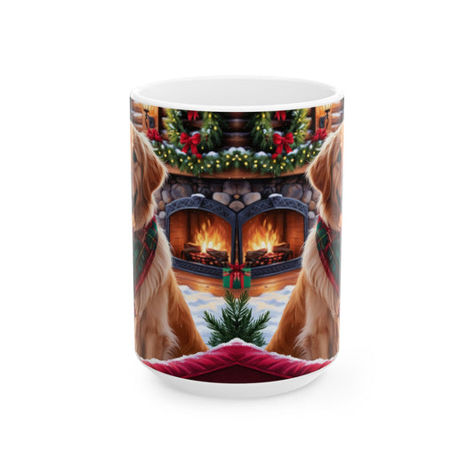 Christmas Dog Ceramic Mug - Festive Winter Design (11oz & 15oz)