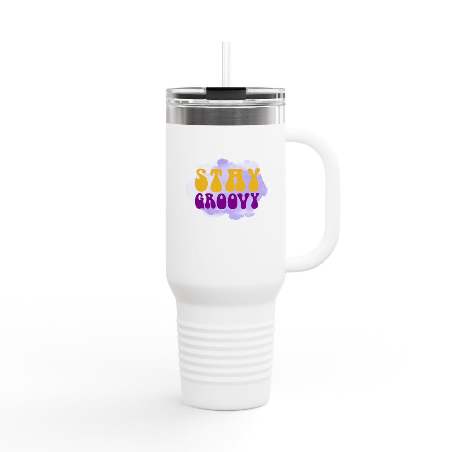 Stay Groovy Insulated Travel Mug | 40oz Eco-Friendly Drinkware, Perfect for Road Trips, Gifts for Her, Vibrant Design, Cute Coffee Cup