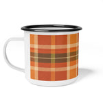 Cozy Plaid Enamel Camp Cup | Fall Outdoor Mugs, Rustic Camping Coffee Cup, Autumn Vibes, Gift for Nature Lovers, Cabin Decor