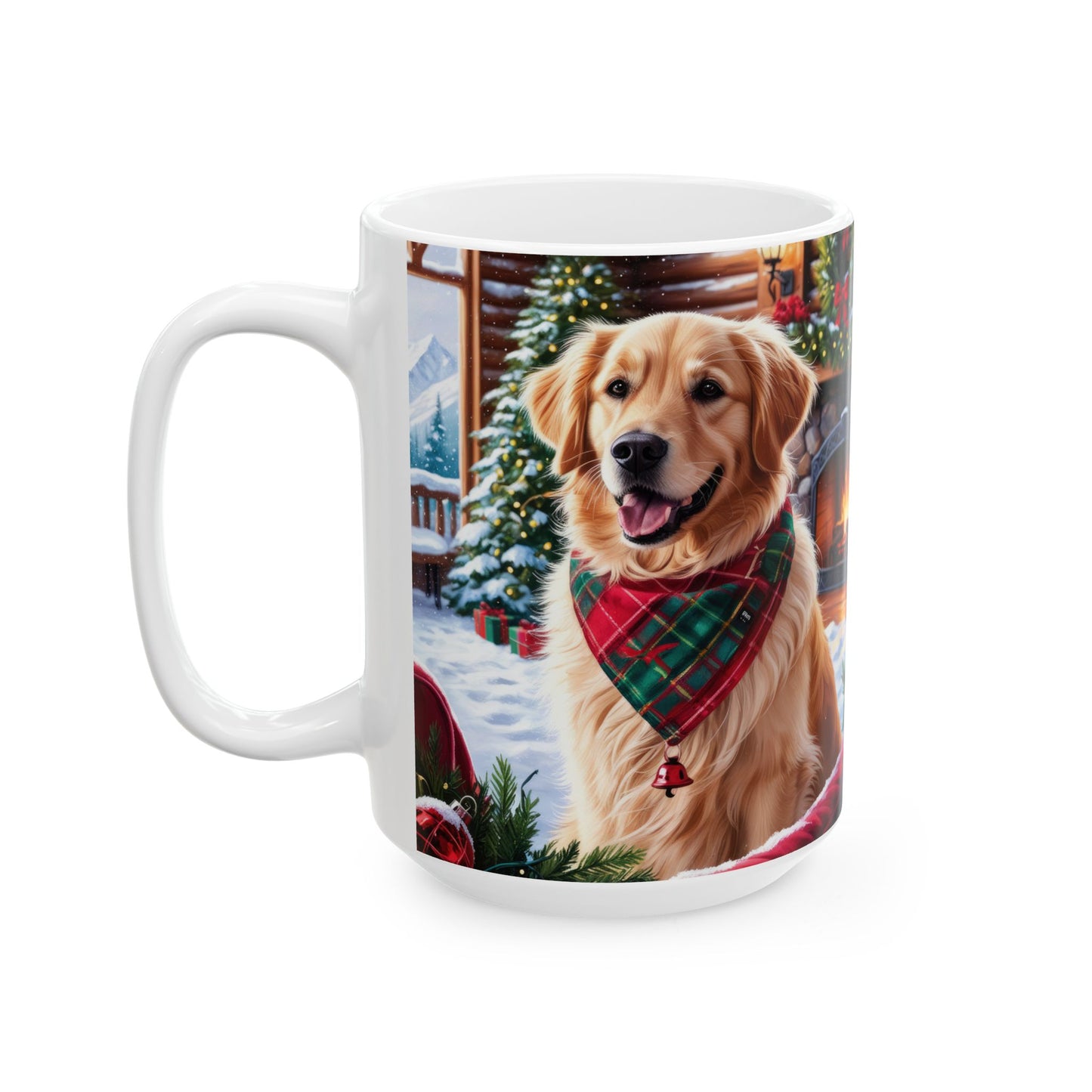 Christmas Dog Ceramic Mug - Festive Winter Design (11oz & 15oz)