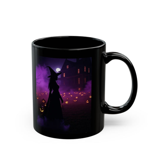 Halloween Witch Mug, Spooky Coffee Cup, Witching Hour Drinkware, Fall Festivities Gift, Black Ceramic Mug