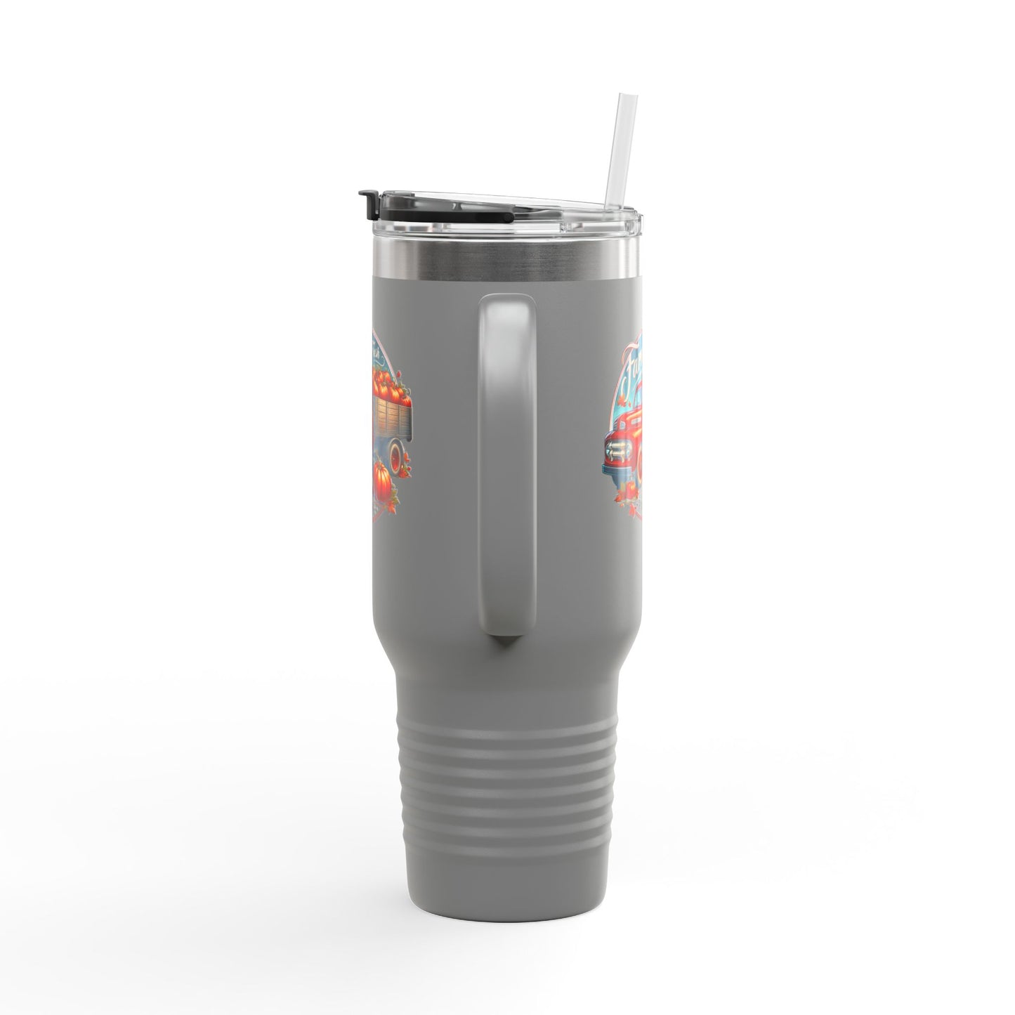 Rustic Farm-Themed Insulated Travel Mug, Fall Coffee Mug, Pumpkin Spice Lover Gift, Road Trip Mug, Autumn Vibes Drinkware
