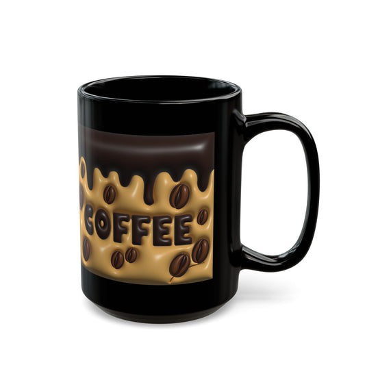 Coffee Lover's Black Mug, 11oz & 15oz Ceramic Cup for Hot Drinks, Ideal Gift for Coffee Enthusiasts & Birthdays, Cozy Coffee Shop Vibe