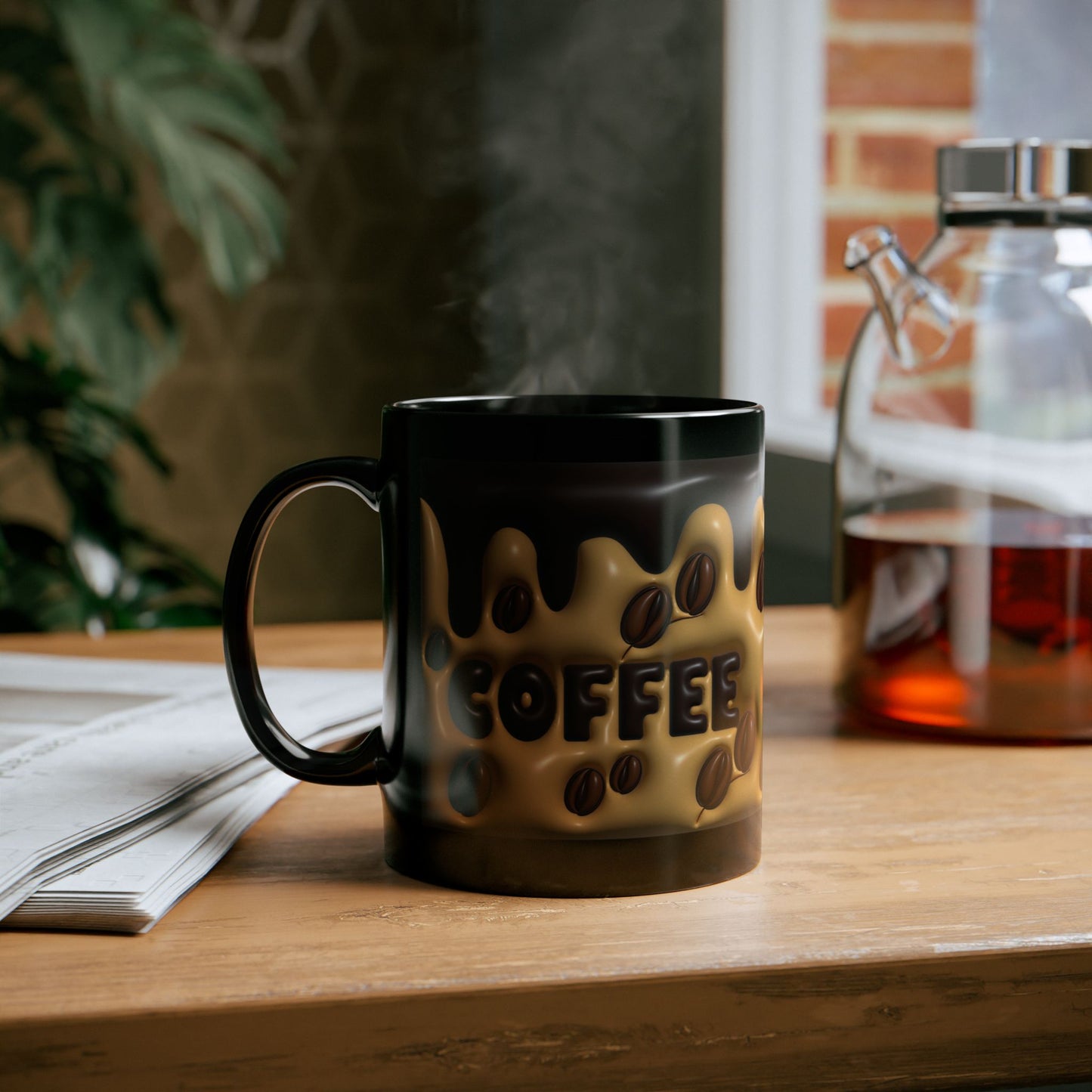 Coffee Lover's Black Mug, 11oz & 15oz Ceramic Cup for Hot Drinks, Ideal Gift for Coffee Enthusiasts & Birthdays, Cozy Coffee Shop Vibe
