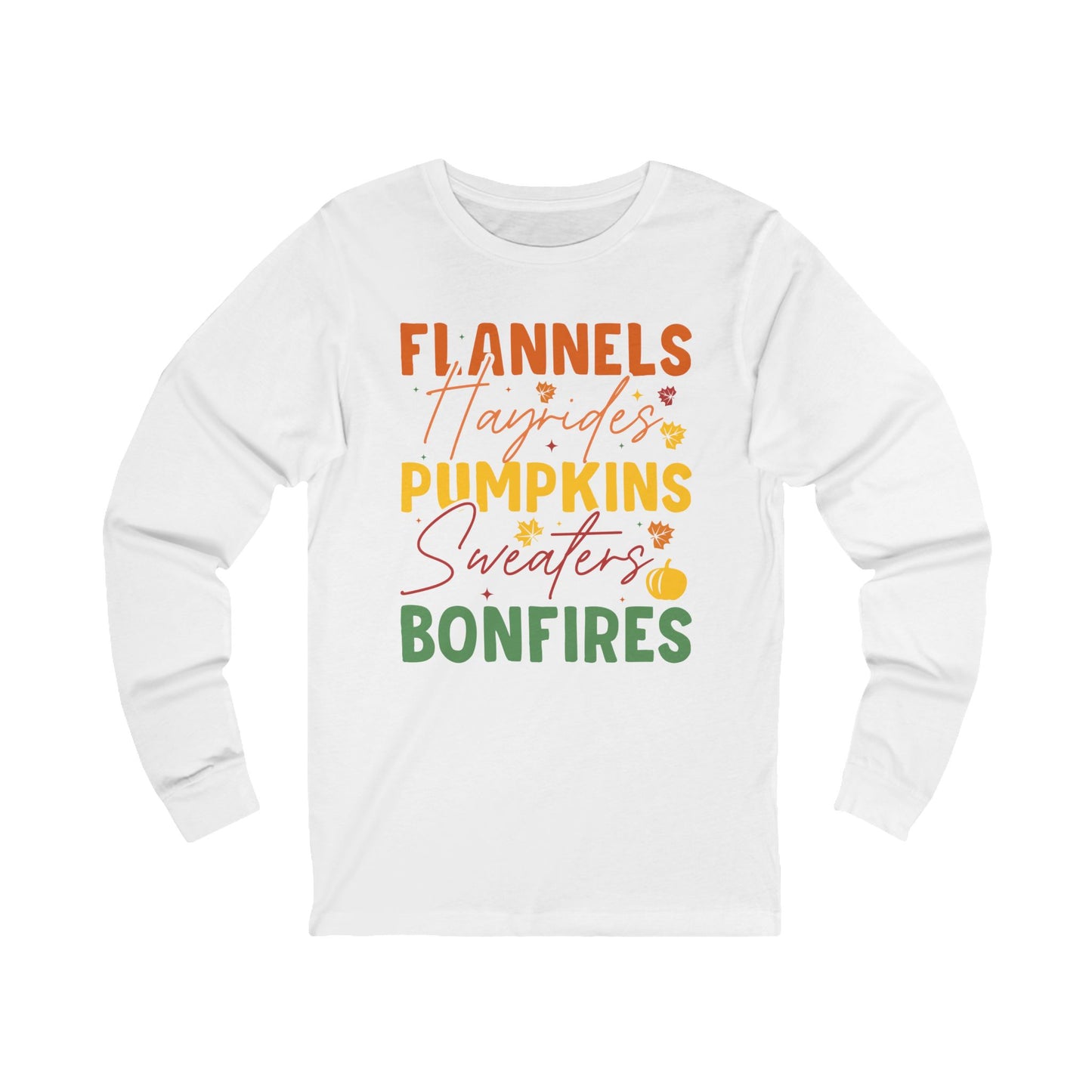 Cozy Autumn Long Sleeve Tee, Flannels, Pumpkins, Bonfires Shirt, Perfect for Fall Celebrations and Gatherings