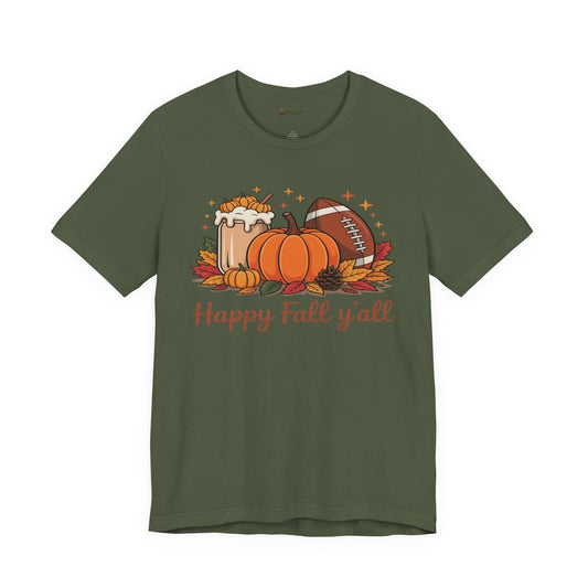 Fall-Themed Unisex Tee, "It's Fall Y'all" Short Sleeve Shirt, Autumn Apparel, Harvest Celebration, Cozy Gift Idea, Seasonal Fashion