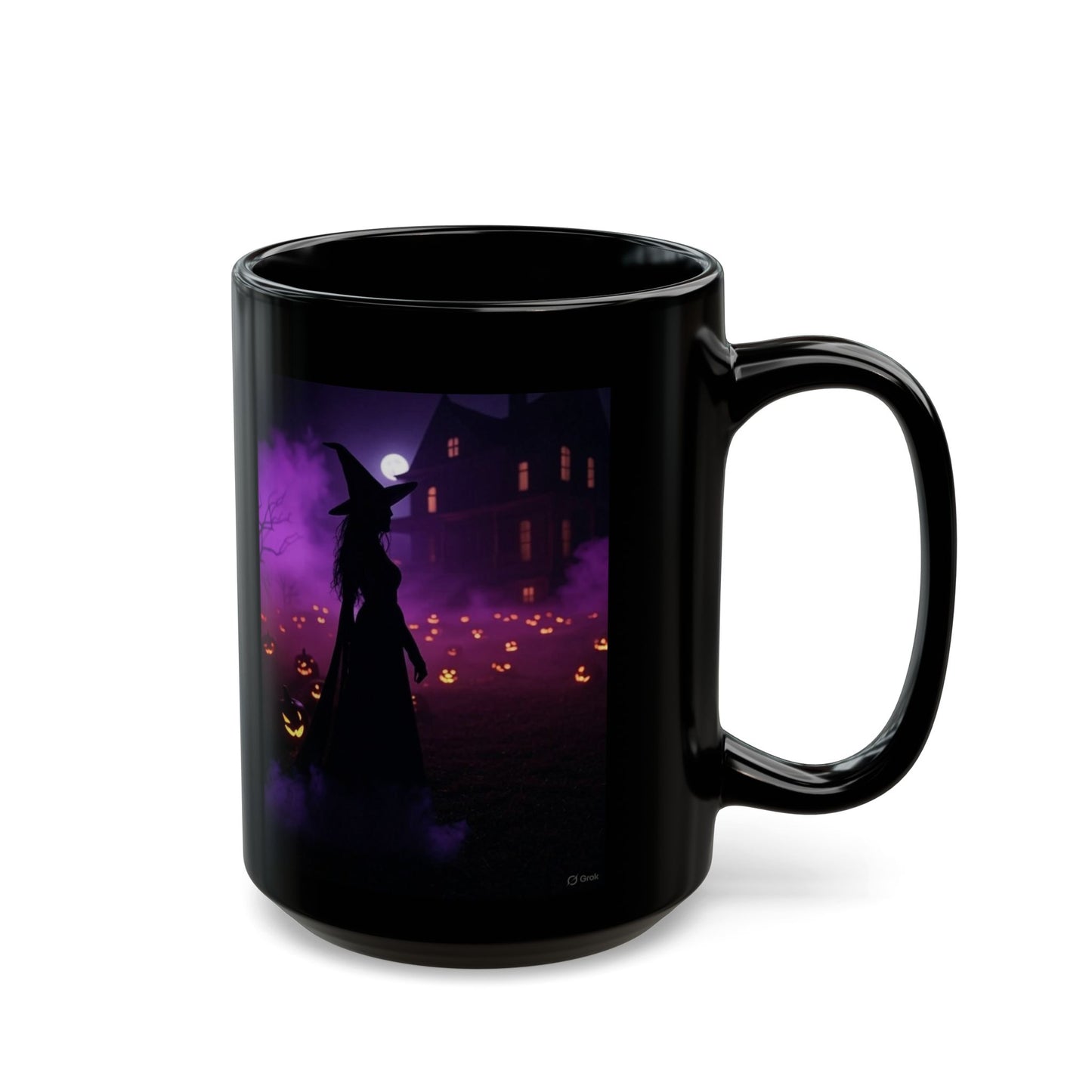 Halloween Witch Mug, Spooky Coffee Cup, Witching Hour Drinkware, Fall Festivities Gift, Black Ceramic Mug