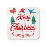 Festive Coaster Set, Merry Christmas Decor, Holiday Gift, Home Bar Accessories, Rustic Cork Coasters, Eco-Friendly Drinkware
