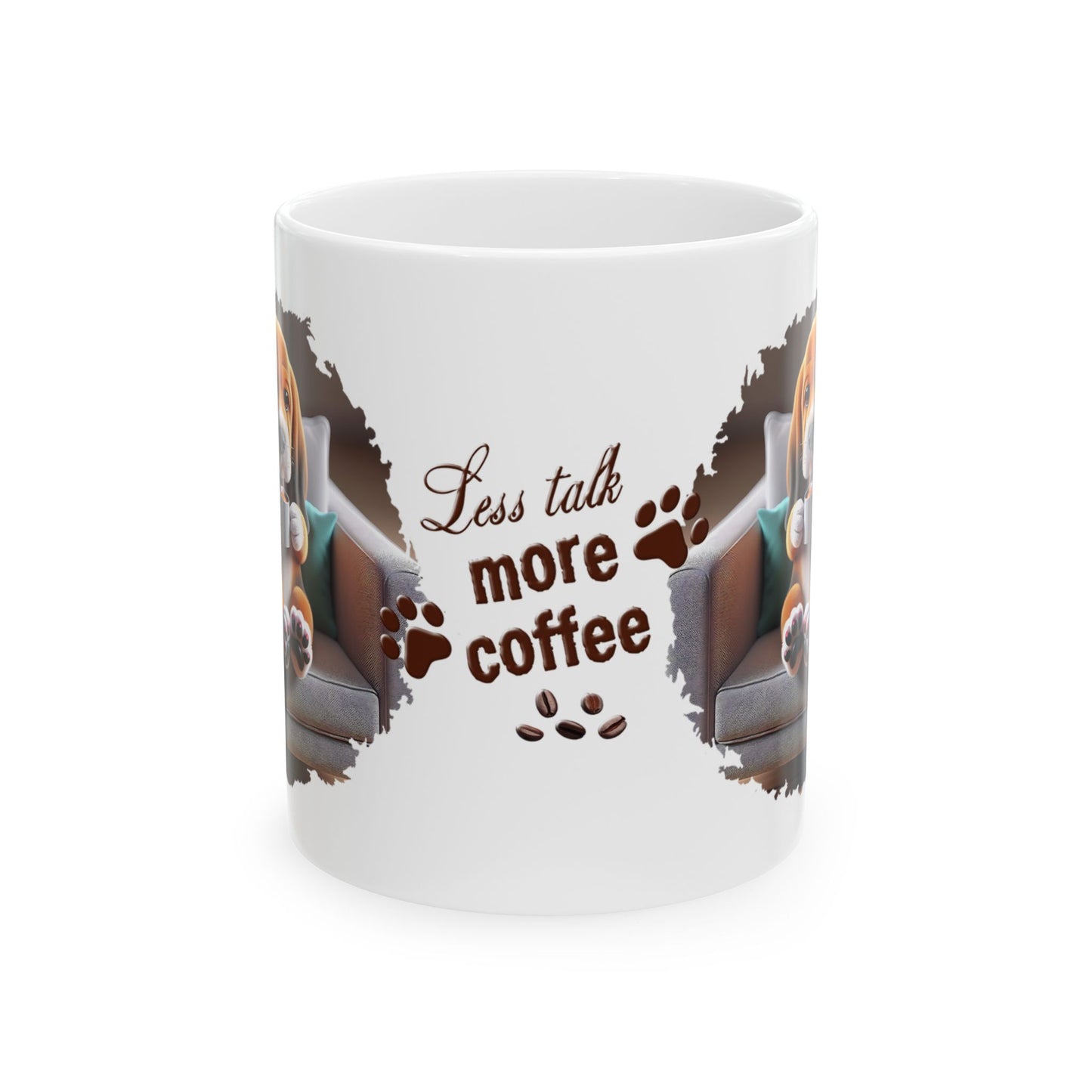 Less Talk More Coffee Dog Ceramic Mug | Perfect for Fall, Halloween, Thanksgiving, Cozy Drinks, Gift for Coffee Lovers