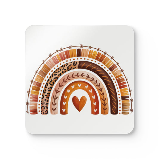 Rainbow Love Corkwood Coaster Set, Eco-Friendly Drink Coasters for Home Decor, Gift for Housewarming, Wedding, or Baby Shower