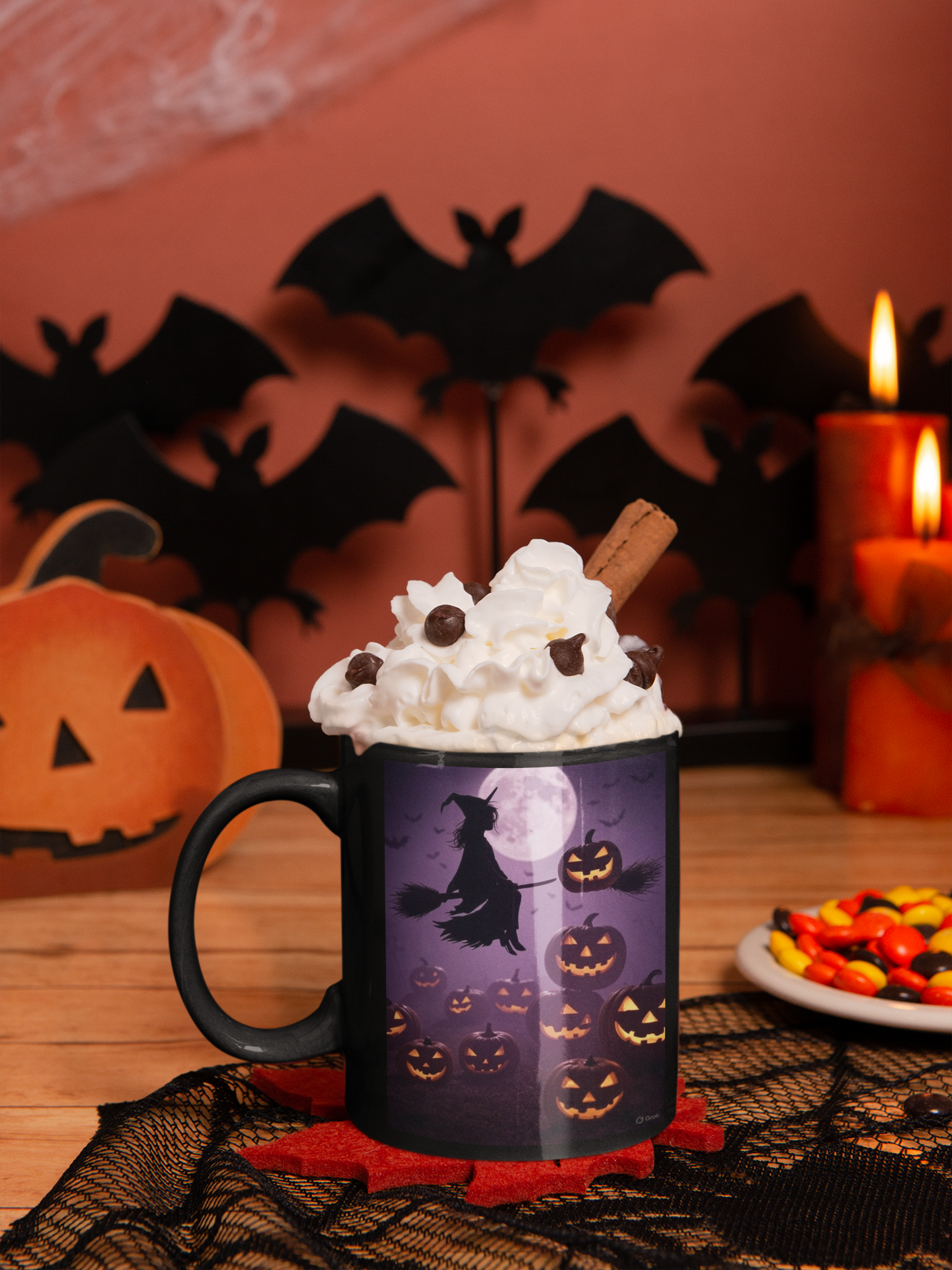 Halloween Witch Mug, Spooky Black Mug, Pumpkin Coffee Cup, Fall Decor, Unique Gift for Witch Lovers