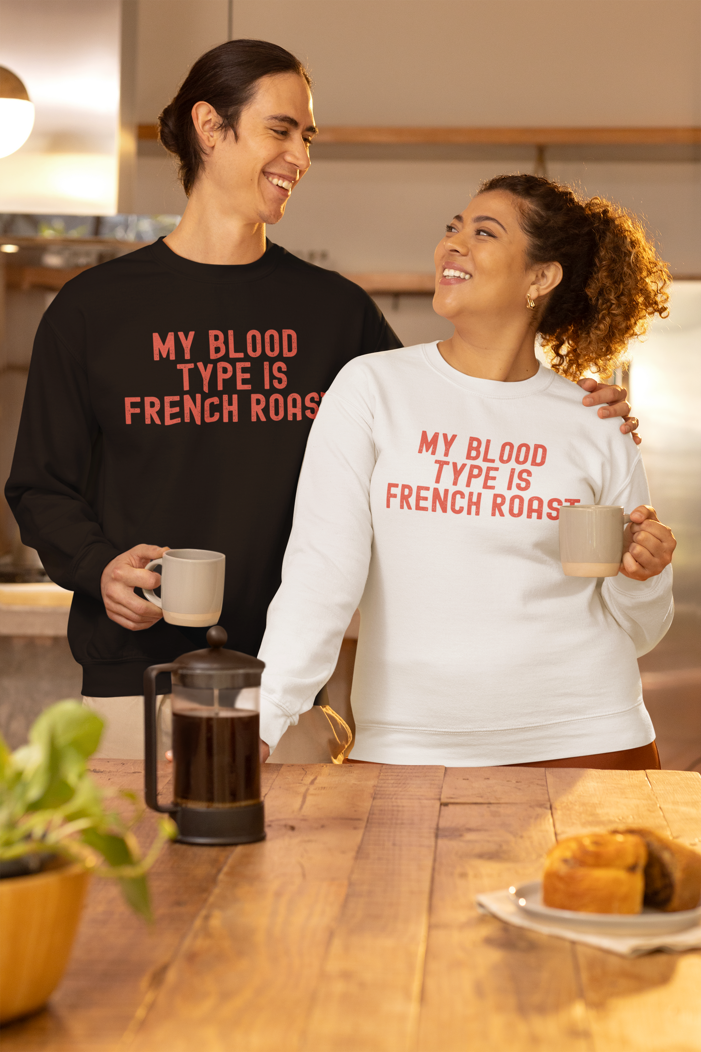 Coffee Lover's Sweatshirt: My Blood Type is French Roast, Cozy Gift, Unisex Crewneck, Casual Wear, Perfect for Baristas, Birthdays