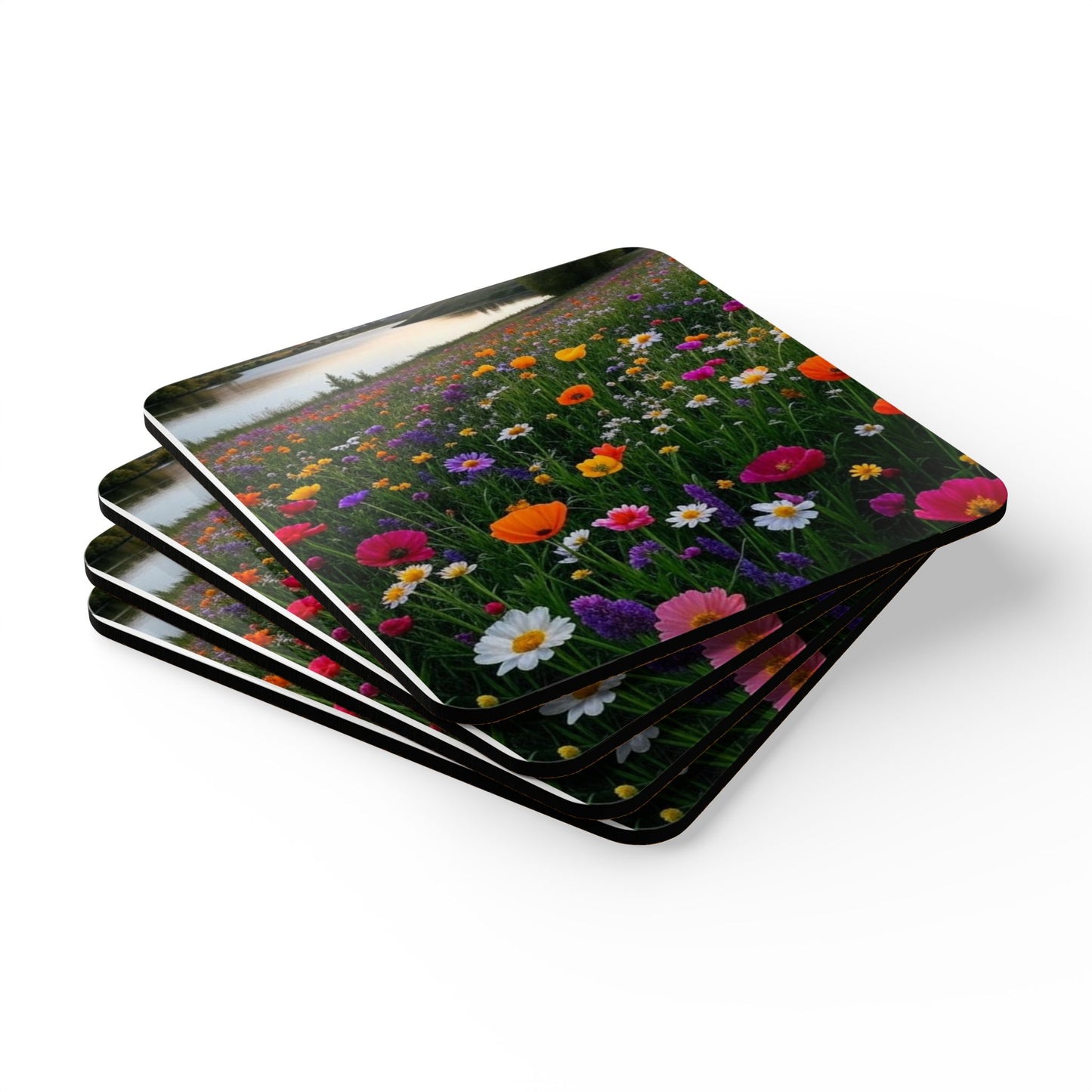 Floral Cork Coaster Set, Botanical Drink Coasters, Sustainable Home Decor, Nature Lover Gift, Rustic Kitchen Accessories