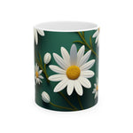 Floral Ceramic Mug with Daisies, 11oz & 15oz, Perfect Gift for Garden Lovers, Home Decor, Mother's Day, Spring Vibes, Coffee or Tea Mug