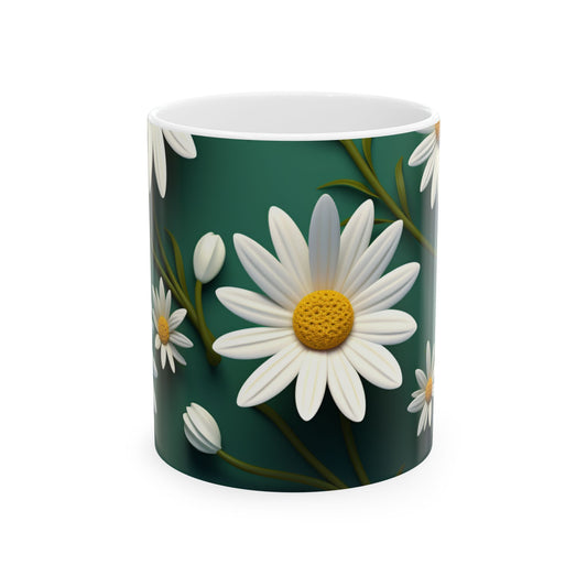 Floral Ceramic Mug with Daisies, 11oz & 15oz, Perfect Gift for Garden Lovers, Home Decor, Mother's Day, Spring Vibes, Coffee or Tea Mug