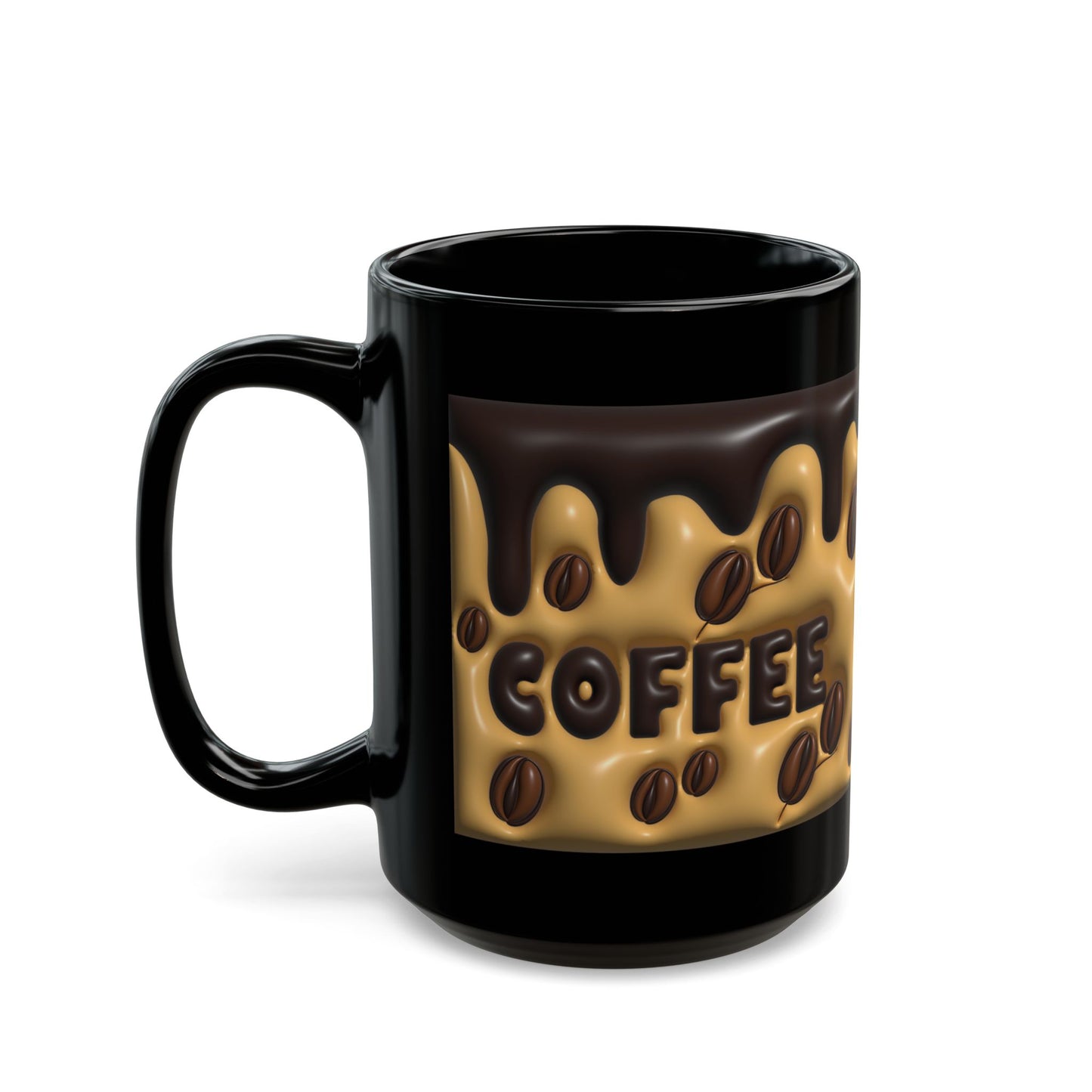 Coffee Lover's Black Mug, 11oz & 15oz Ceramic Cup for Hot Drinks, Ideal Gift for Coffee Enthusiasts & Birthdays, Cozy Coffee Shop Vibe