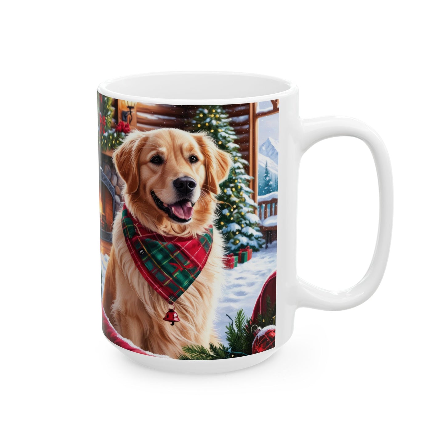 Christmas Dog Ceramic Mug - Festive Winter Design (11oz & 15oz)