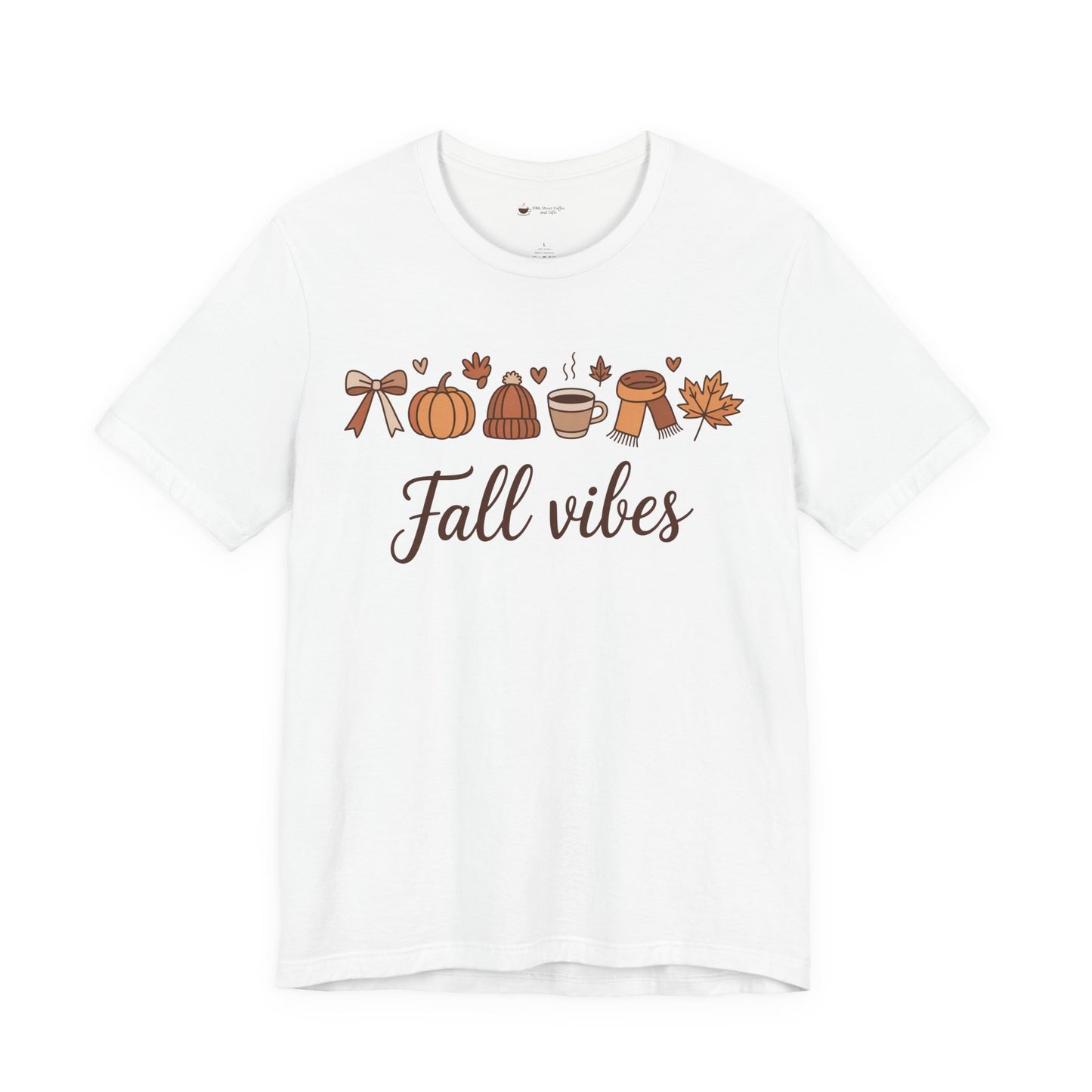Fall Vibes T-Shirt, Graphic Tee, Gift for Couples, Valentine's Day Tee, Love Shirt, Unisex Jersey Tee, Heart Design Shirt
