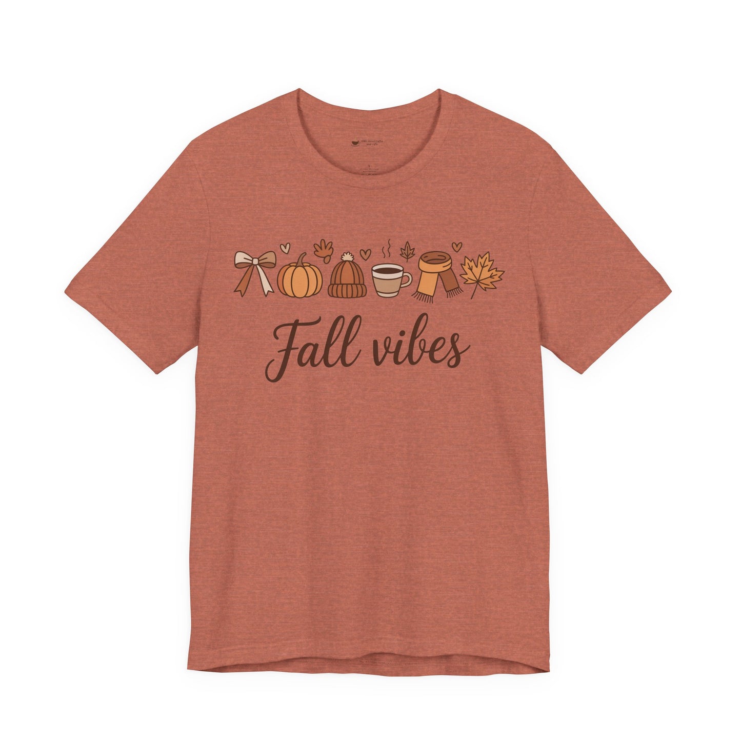 Fall Vibes T-Shirt, Graphic Tee, Gift for Couples, Valentine's Day Tee, Love Shirt, Unisex Jersey Tee, Heart Design Shirt