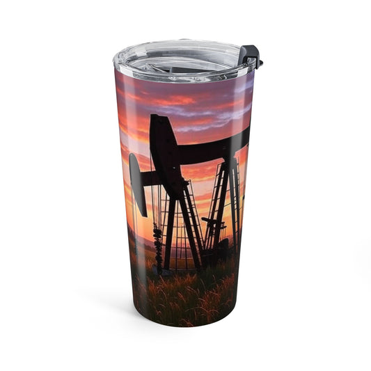 Sunset Oilfield Tumbler | 20oz Travel Mug | Rustic Coffee Cup | Perfect for Oilfield Workers | Nature Lover Gift | Outdoor Adventures