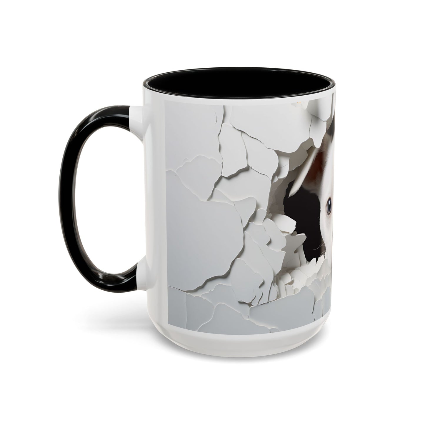 White Puppy Accent Coffee Mug - Cute Dog Lover Gift, Animal Themed Kitchenware, Pet Owner Coffee Cup, Floral Mug, Puppy Decor