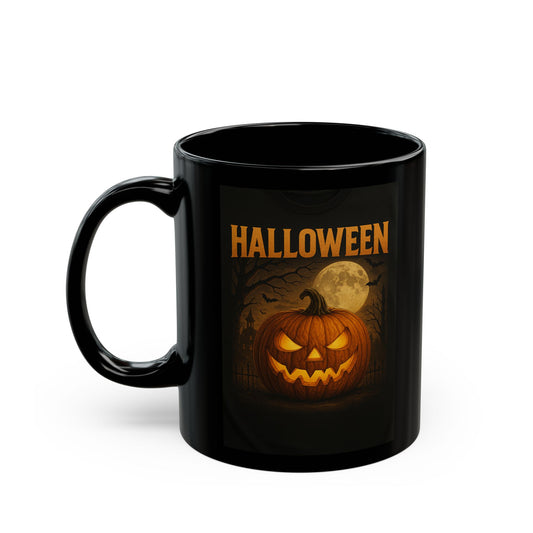 Halloween Pumpkin Black Mug - Perfect for Spooky Season, Coffee Lovers, Trick or Treat, Gift for Halloween