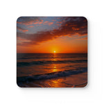 Sunset Corkwood Coaster Set, Eco-Friendly Home Decor, Rustic Tableware, Gift for Housewarmings, Beach Lovers, Drink Coasters
