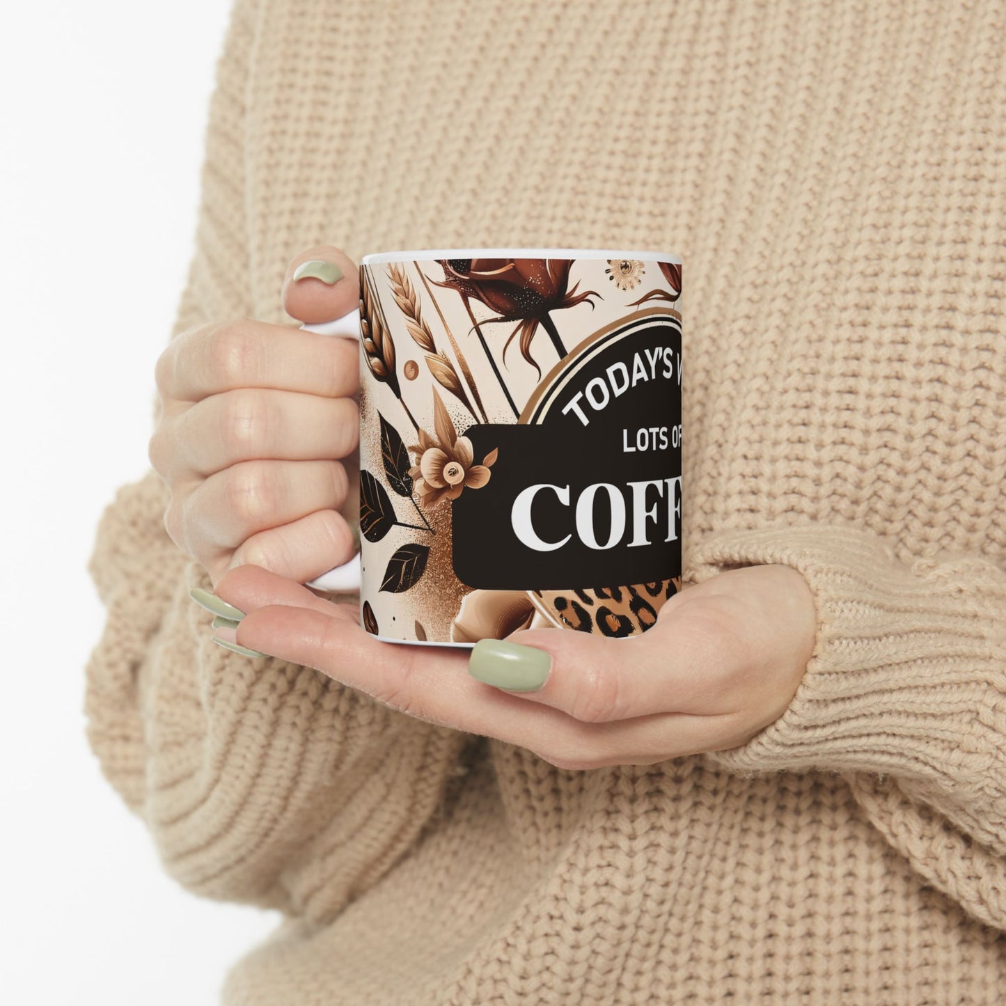 Stylish Coffee Mug - Today's Vibe, Floral Mug, Gift for Coffee Lovers, Unique Kitchen Decor, Inspirational Drinkware
