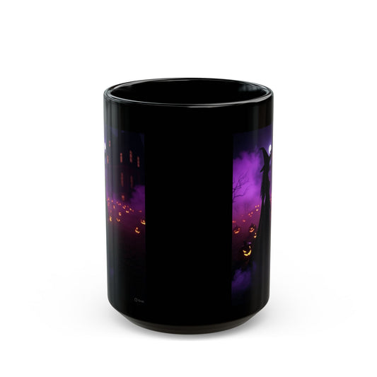 Halloween Witch Mug, Spooky Coffee Cup, Witching Hour Drinkware, Fall Festivities Gift, Black Ceramic Mug