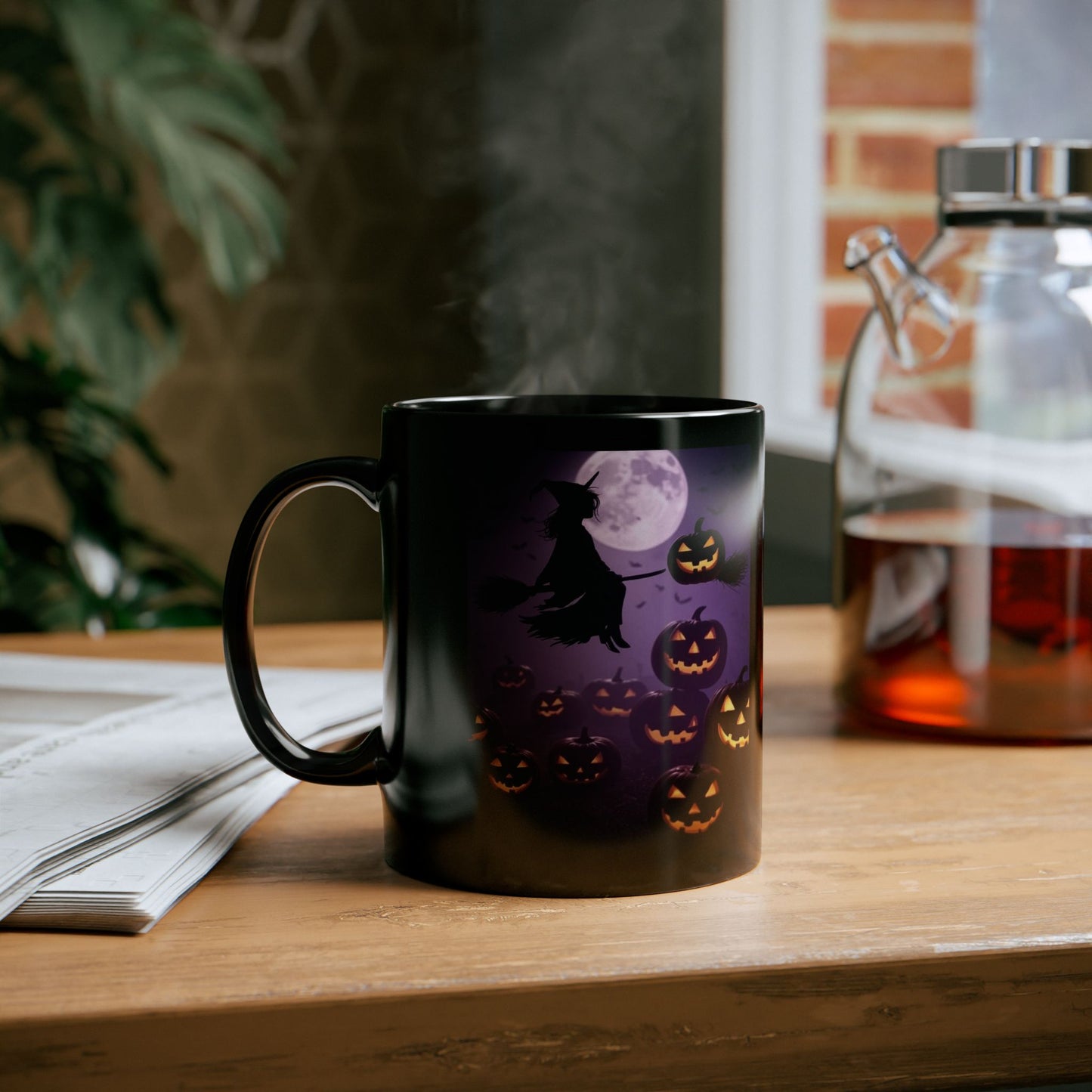 Halloween Witch Mug, Spooky Black Mug, Pumpkin Coffee Cup, Fall Decor, Unique Gift for Witch Lovers
