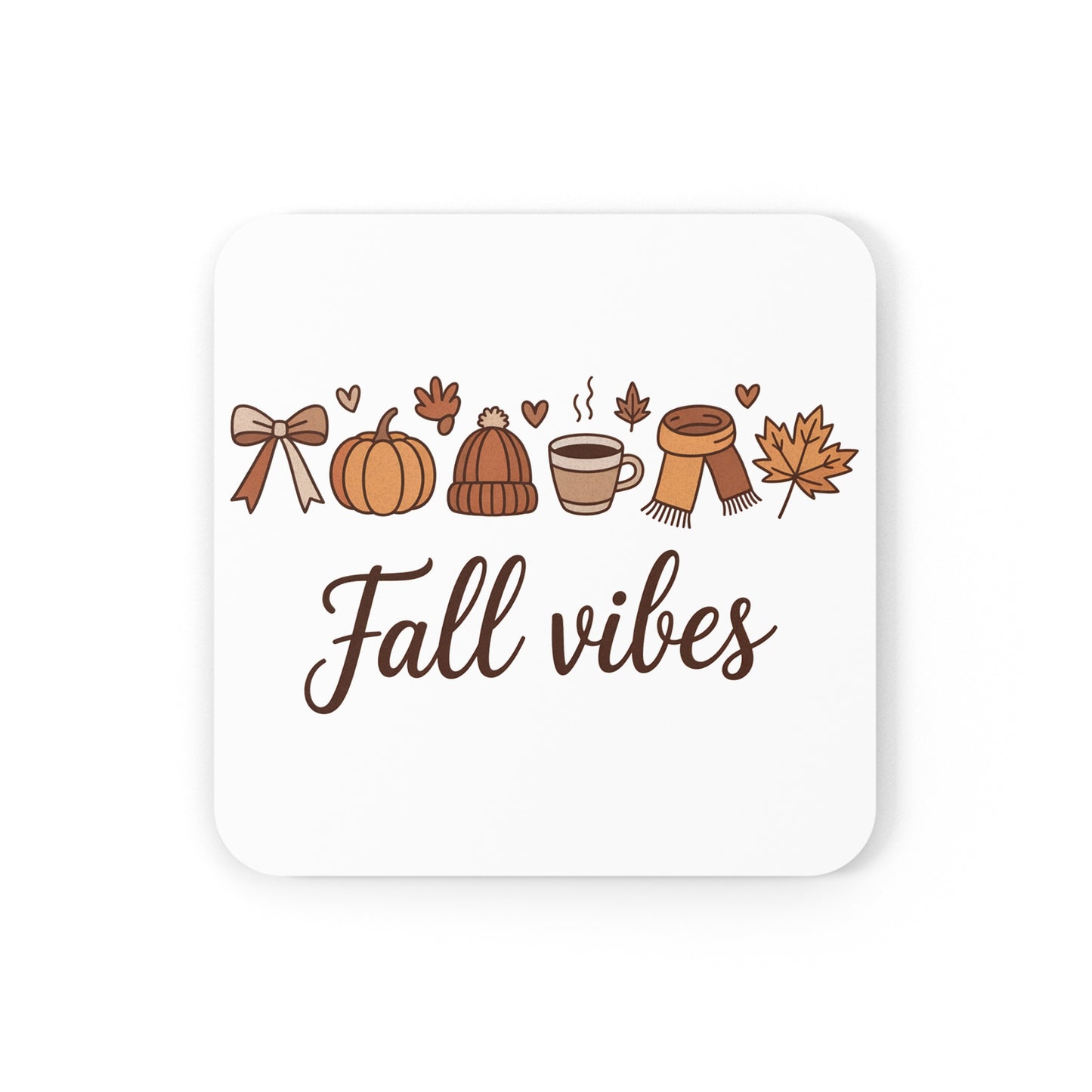 Fall Vibes Cork Coaster Set | Rustic Kitchen Decor, Coffee Lover Gift, Home Bar Accessory, Unique Coaster for Home