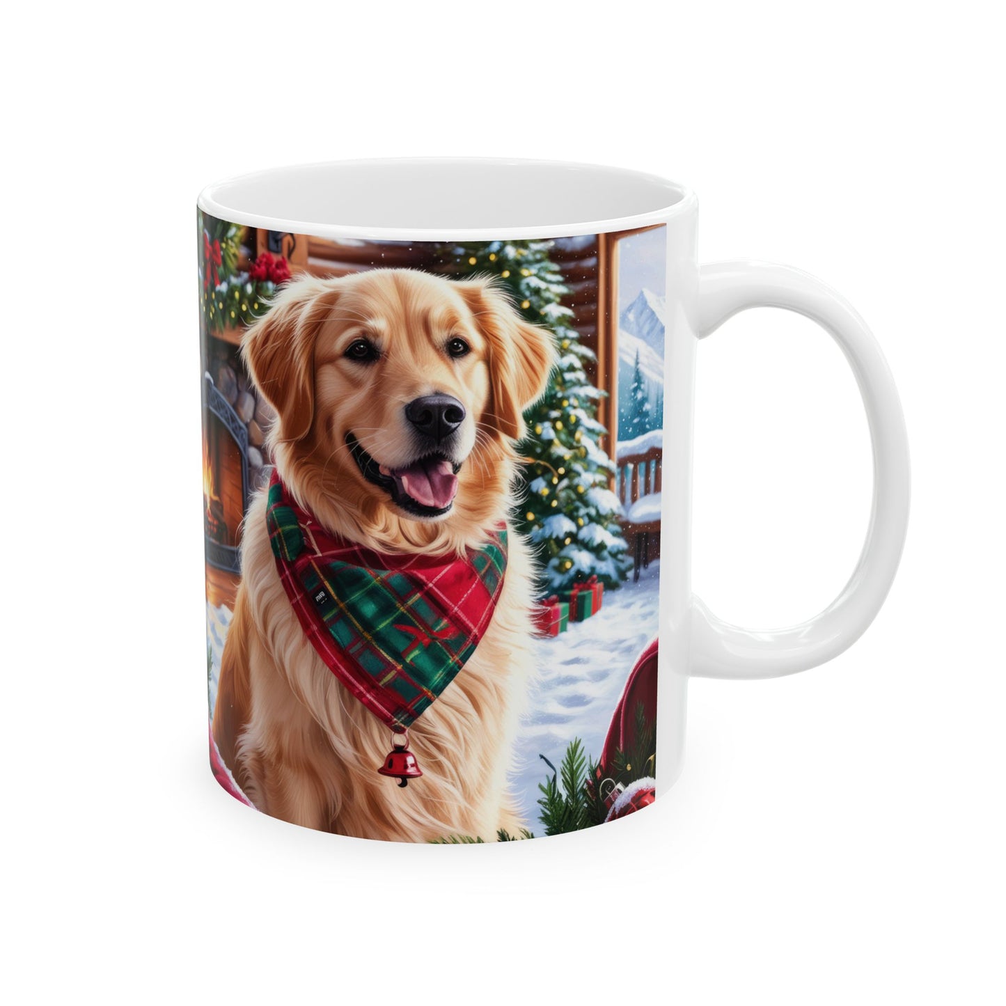 Christmas Dog Ceramic Mug - Festive Winter Design (11oz & 15oz)