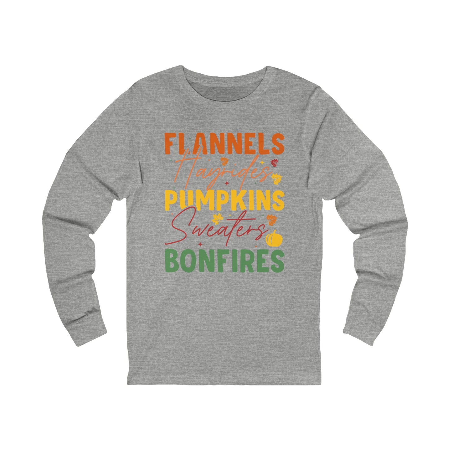 Cozy Autumn Long Sleeve Tee, Flannels, Pumpkins, Bonfires Shirt, Perfect for Fall Celebrations and Gatherings
