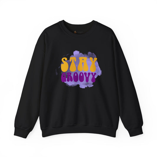 Stay Groovy Retro Crewneck Sweatshirt, Unisex Sweater, Casual Clothing, Gift for Friends, Psychedelic Apparel, Comfortable Layering