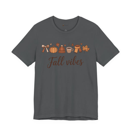 Fall Vibes T-Shirt, Graphic Tee, Gift for Couples, Valentine's Day Tee, Love Shirt, Unisex Jersey Tee, Heart Design Shirt