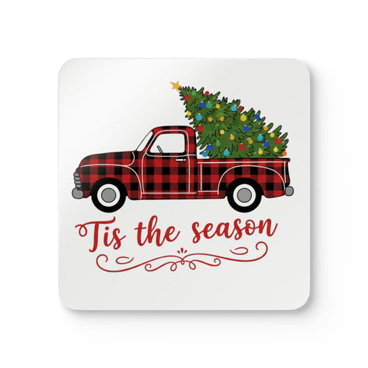 Festive Cork Coaster Set, Merry Christmas Decor, Holiday Table Accessory, Rustic Drinkware, Gift for Hosts, Winter Celebrations