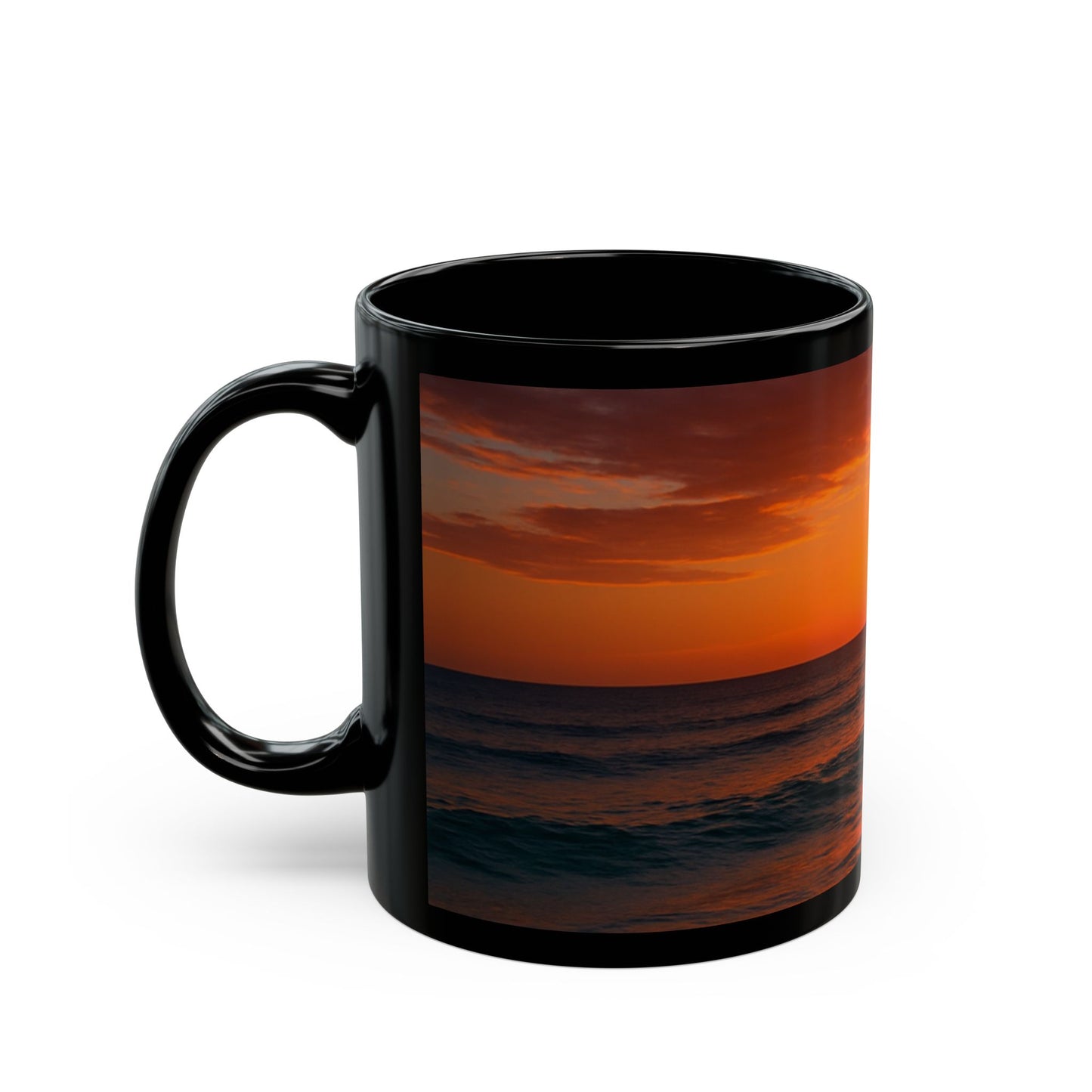 Sunset Serenity Black Mug - Cozy Coffee Cup for Beach Lovers, Gift for Nature Enthusiasts, Perfect for Relaxing Moments