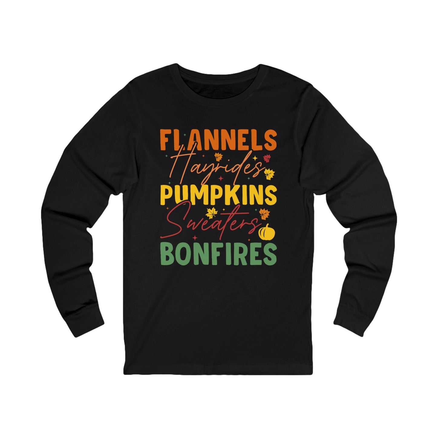 Cozy Autumn Long Sleeve Tee, Flannels, Pumpkins, Bonfires Shirt, Perfect for Fall Celebrations and Gatherings
